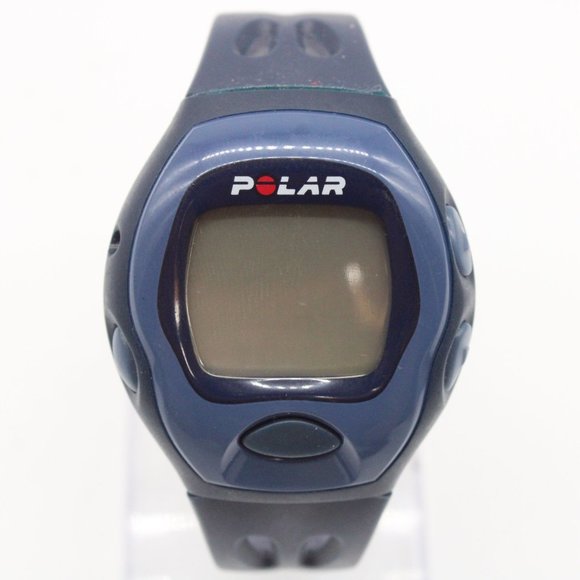 Vintage Polar Digital Watch Mens Navy Blue Stainless Steel Alarm Rubber Band - Picture 2 of 8